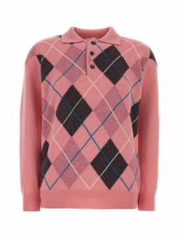 JW Anderson - Pink Checks Shirt Collar Polo T-Shirt (S)