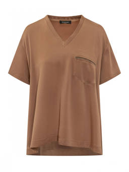 Fabiana Filippi - Brown Solid V Neck Top (3XL)