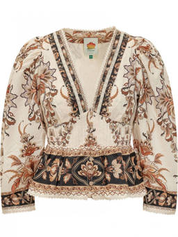 FARM Rio - Beige Floral V Neck Top