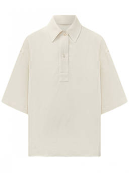 Studio Nicholson - White Solid Shirt Collar Polo T-Shirt (XS)
