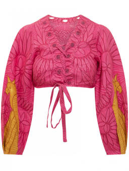 FARM Rio - Pink Floral Round Neck Top (M)