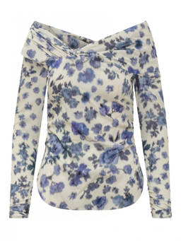 Isabel Marant - Blue Floral Off Shoulder Top