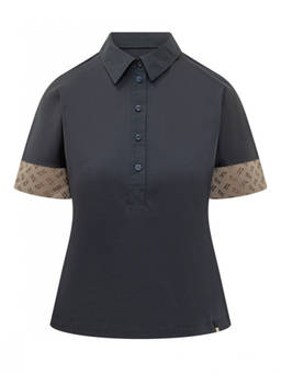 Herno - Navy Blue Printed Shirt Collar Polo T-Shirt