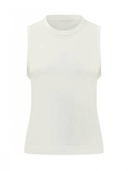 AMI Paris - White Solid Crew Neck Top (M)