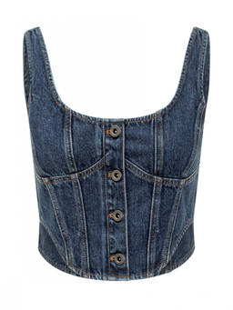 self-portrait - Blue Solid Scoop Neck Top