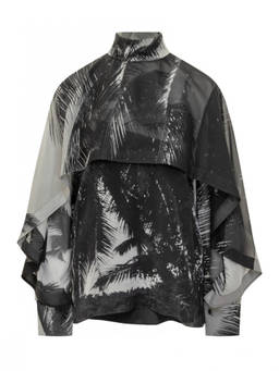 Ferragamo - Black Printed Mock Collar Top (M)