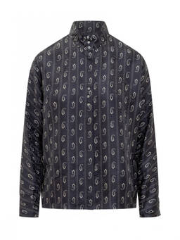TORY BURCH - Blue Printed Mandarin Collar Top (XS)