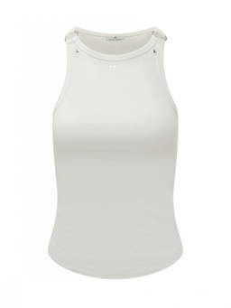 Courreges - White Solid Round Neck Tank Top (S)