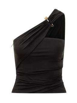 Versace - Black Solid One Shoulder Top