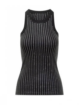THE ATTICO - Black Embellished Round Neck Top (S)