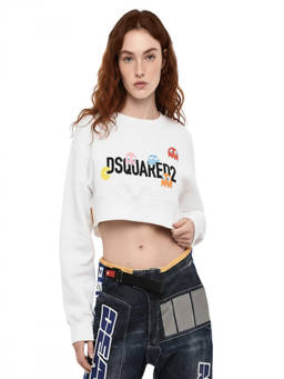 Dsquared2 - White Graphic Crew Neck Sweatshirt