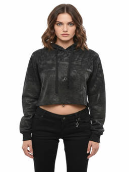 Diesel - Black Textured Hood Sweatshirt