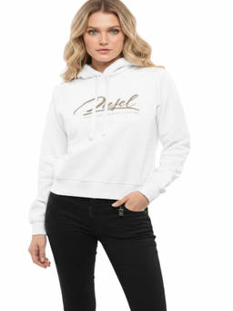 Diesel - White Logo Hood Sweatshirt