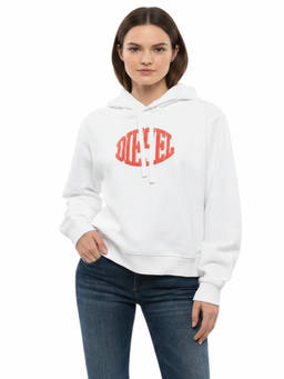 Diesel - White Logo Hood Sweatshirt
