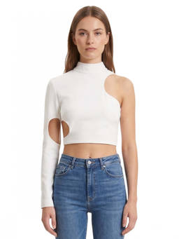 MONOT - White Mock Collar Top (XS)
