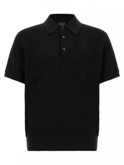 Brioni - Black Textured Polo T-Shirt