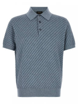 Brioni - Blue Textured Shirt Collar Polo T-Shirt