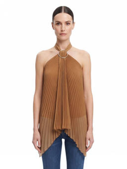 Max Mara - Brown Pleated Halter Neck Top (XS)