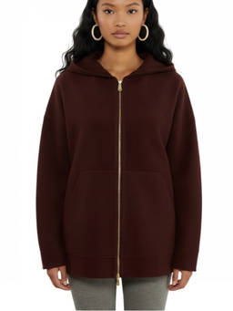 Max Mara - Maroon Solid Hood Sweatshirt (XS)