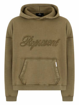 REPRESENT - Khaki Embroidered Logo Hoodie