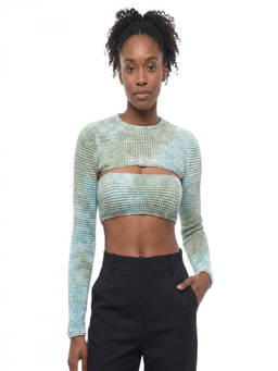 OFF-WHITE - Sky Blue Textured Round Neck Top (XS)