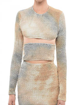 OFF-WHITE - Beige Textured Crew Neck Top (S)