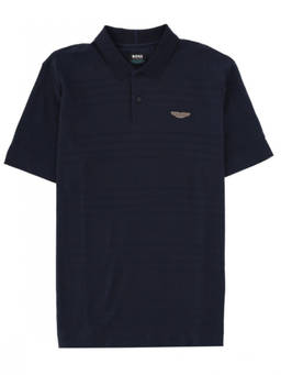 Boss - Dark Blue Logo Shirt Collar Polo T-Shirt