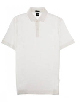 Boss - White Solid Shirt Collar Polo T-Shirt