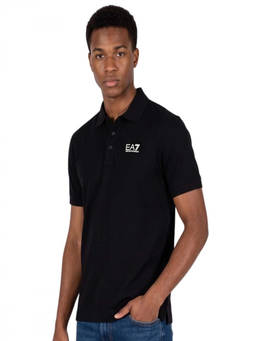 EA7 Emporio Armani - Black Logo Shirt Collar Polo T-Shirt (3XL)
