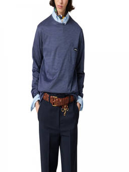 Miu Miu - Blue Stripes Crew Neck T-Shirt (XS)