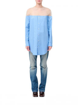 MM6 Maison Margiela - Blue Colour Block Round Neck Top (S)