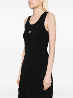 Maison Kitsune - Black Baby Genuine Leather Cotton Tank Top