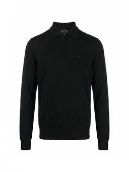 EMPORIO ARMANI - Black Regular Knitted Polo T-Shirt