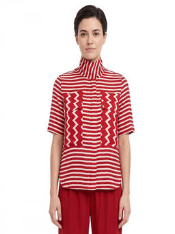 Stella McCartney - Red Stripes Mock Collar Top (XXS)