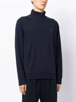 POLO RALPH LAUREN - RALPH LAUREN Navy Blue High Neck Logo Sweatshirt