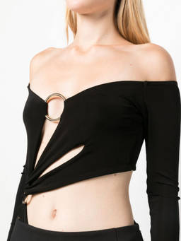 Louisa Ballou - Black Long Sleeve Cut-Out Bodysuit (L)