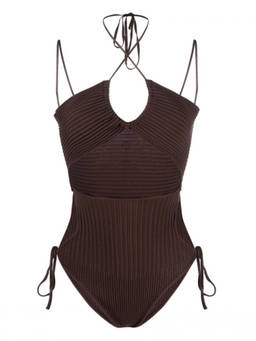 Andreadamo - Brown Cut-Out Knitted Bodysuit (L)