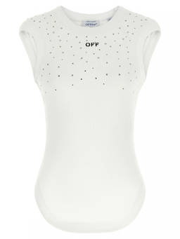 OFF-WHITE - White Swarovski Top