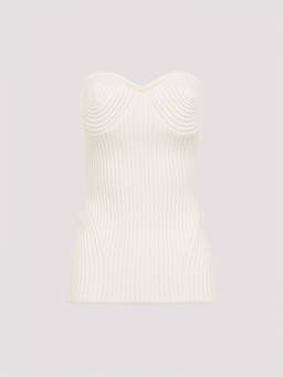 Jean Paul Gaultier - White Ribbed-Knit Top (M)
