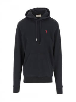 AMI Paris - Black Embossed Logo Hoodie