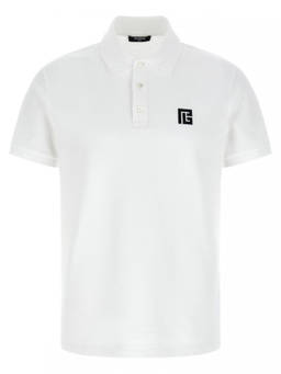 BALMAIN - White Embroidery Logo Polo T-Shirt
