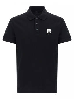 BALMAIN - Black Embroidery Polo T-Shirt