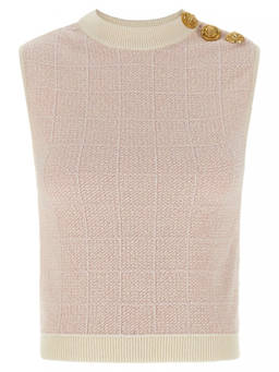 BALMAIN - Pink Testa Di Leone Tweed Vest