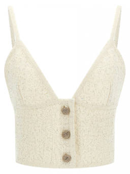 Alessandra Rich - White Sequin Top