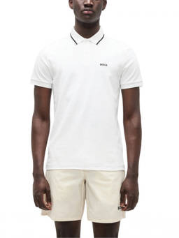 Boss - White Cotton Slim Fit Polo T-Shirt