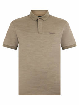 Boss - Beige Cotton And Wool Blend Polo T-Shirt