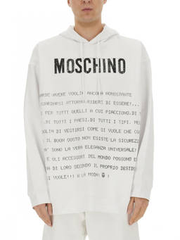 Moschino - White Graphic Relaxed Hoodies