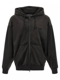 Y-3 - Black Relaxed Zip Up Hoodie