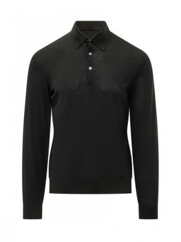 Zegna - Black Shirt Collar Polo T-Shirt