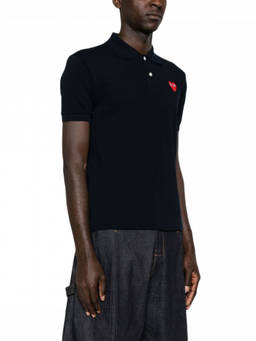 COMME des GARCONS - Black Embroidered Logo Polo T-Shirt